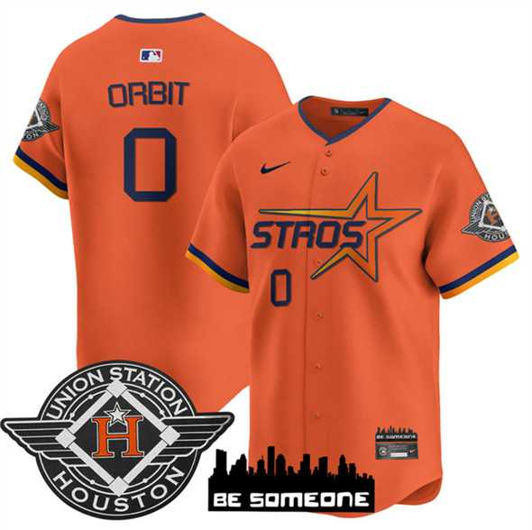 Men%27s Houston Astros #0 Orbit Orange 2025 City Connect Limited Stitched Jersey Dzhi